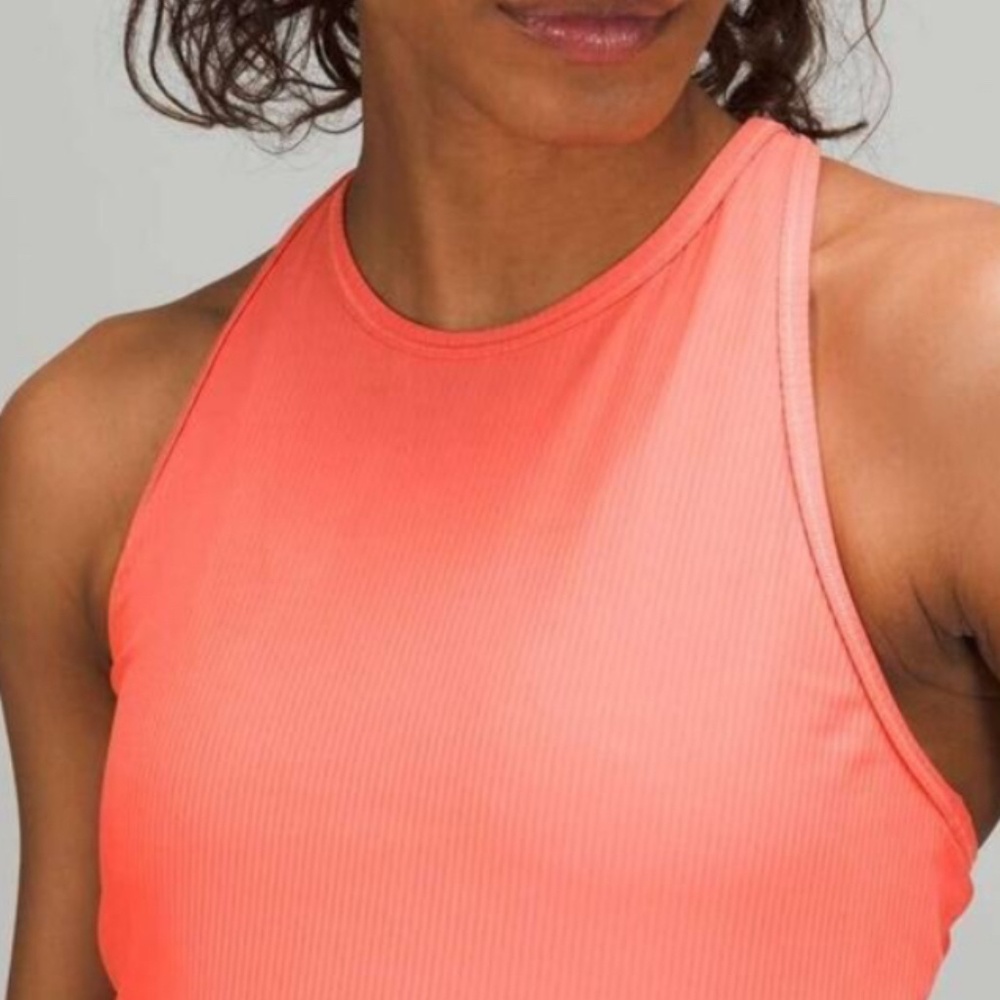 Lululemon Base Pace Ribbed Tank Top in Raspberry Cream.  Size 4.  Pristine. - Picture 2 of 7